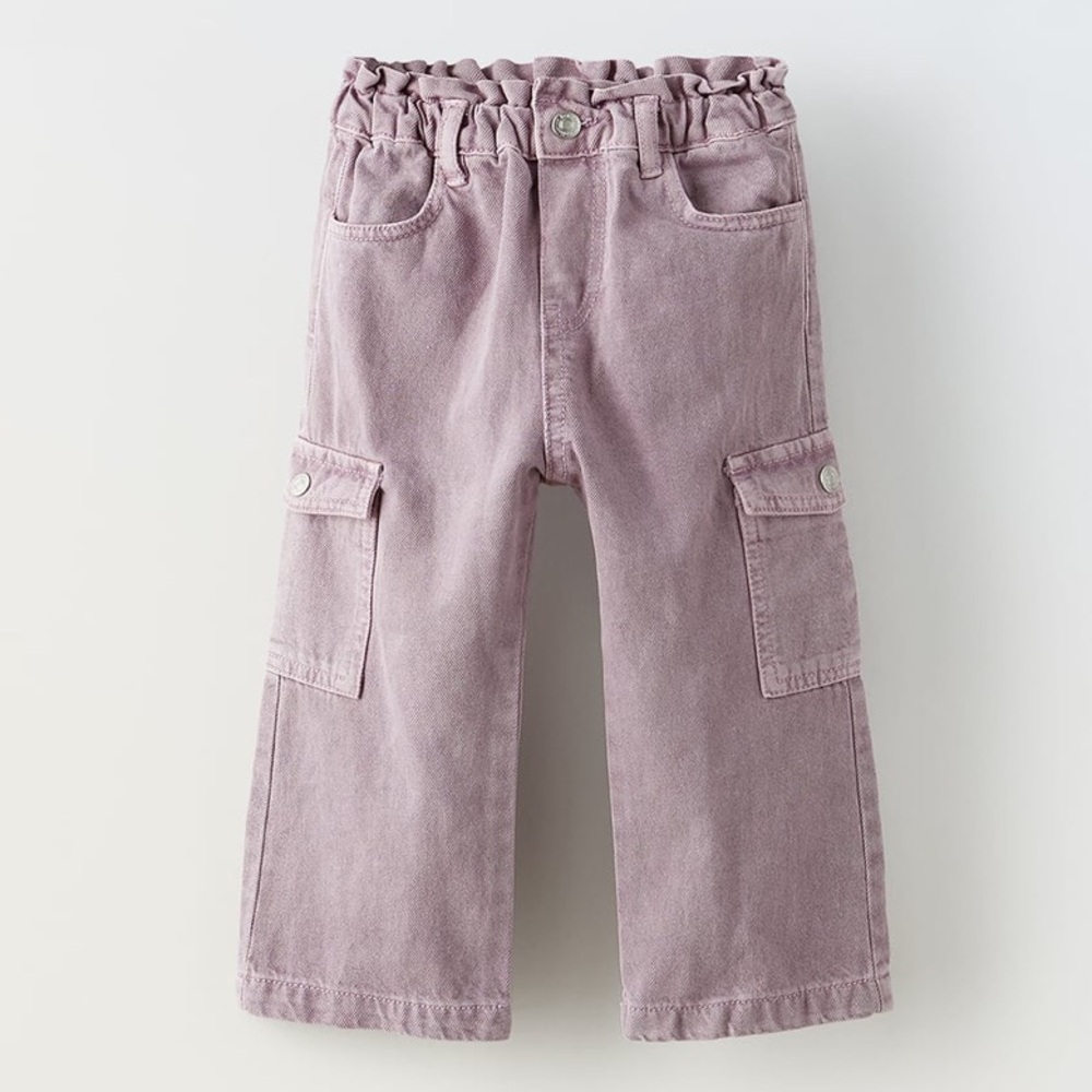 Zara Elastic Trim Cargo Jeans in Mauve
